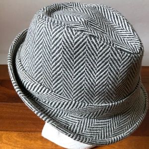 Gray & White Fedora Hat